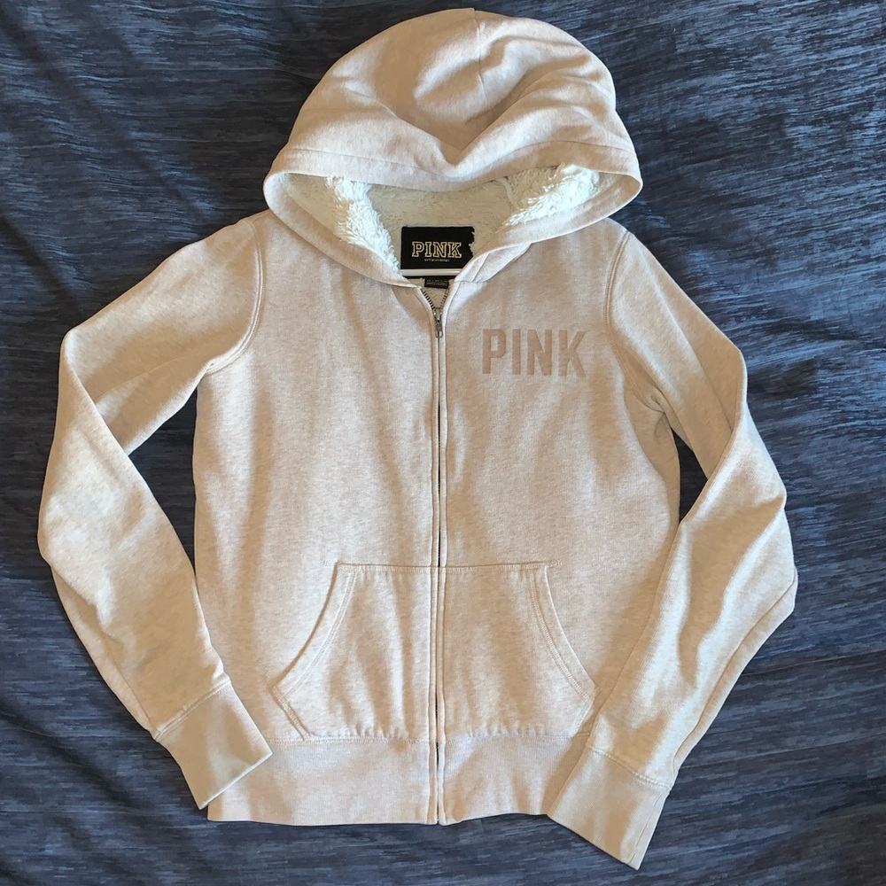 LIKE NEW XS VS PINK faux fur hoodie